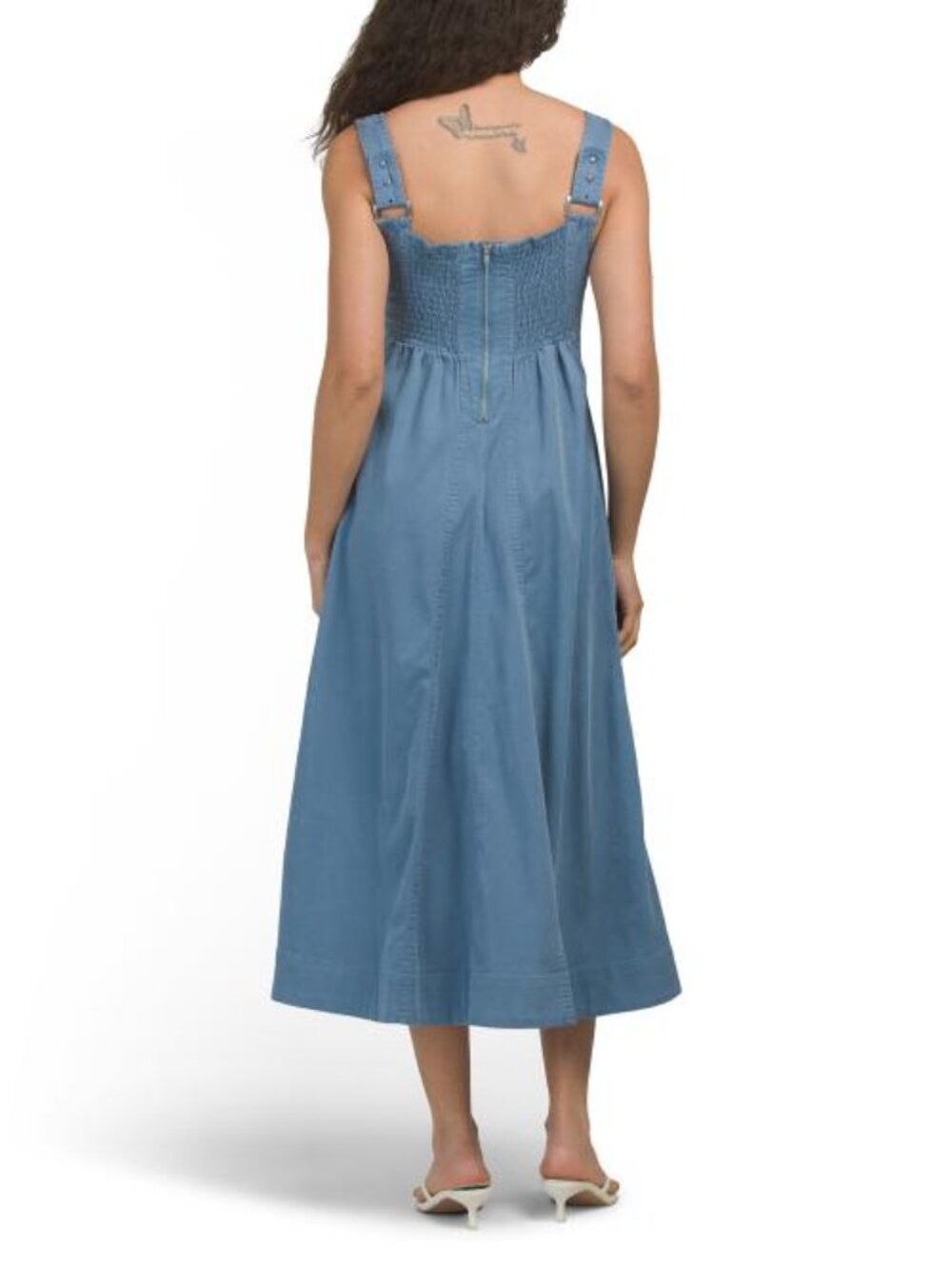 NICOLE MILLER NEW YORK Seamed Midi Smocked Back Dress - Picture 2 of 5